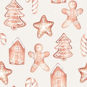 boho Fika at Christmas - Iced Gingerbread cookies 9 inch/ brown on cream