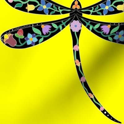 Yellow Dragonfly Floral