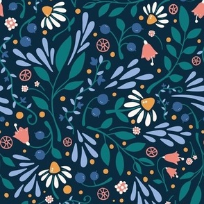 Garden Party in Periwinkle and Navy