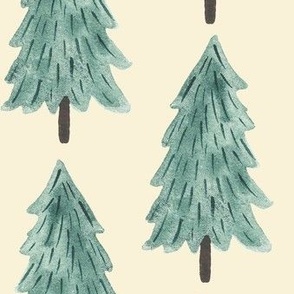 Scandi Trees cream, watercolor tree, christmas tree, pine tree, 