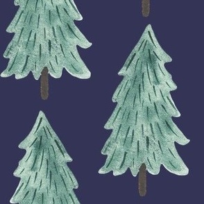 Scandi Trees navy, watercolor tree, christmas tree, pine tree, 