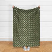 Watercolor Christmas reindeer / small / cute reindeer faces on gender neutral dark green, pine green