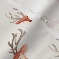 Boho Christmas reindeer / small / cute reindeer faces on gender neutral beige