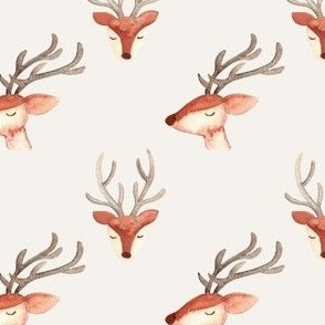 Boho Christmas reindeer / small / cute reindeer faces on gender neutral beige