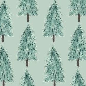 Scandi PineTrees mint 6 inch, watercolor, watercolor tree, watercolour christmas tree, christmas, holiday, gender neutral, green
