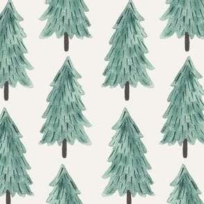 Scandi PineTrees off white 6 inch, watercolor, watercolor tree, watercolour christmas tree, christmas, holiday, gender neutral, green