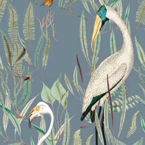   Herons in Marsh, on slate, Mural Section 1 of 3:
