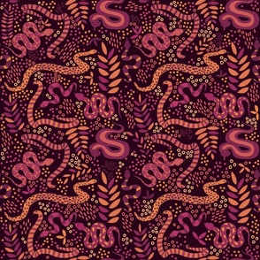 Slithering Snakes - Burgundy and Orange