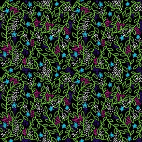Floral Doodles - Neon Night