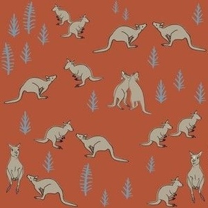 Kangaroos Australian Animal Trees - Brown Earth Tones - Small 