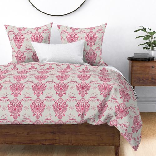 Spring Damask - Dark Pink on Cream