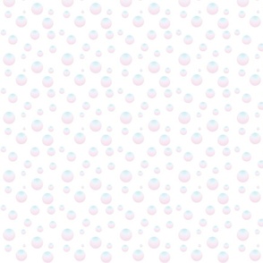 bubbles on white background, iridescent