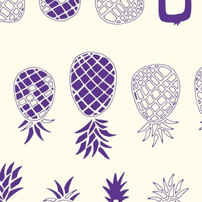 Purple Cute Pineapples with Light Cream Background (large)