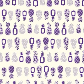 Purple Cute Pineapples with Light Cream Background (medium)