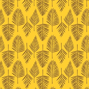 Simple Palm Leaf Pattern in Dark Brown and Yellow (medium)