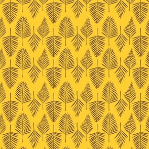 Simple Palm Leaf Pattern in Dark Brown and Yellow (small)