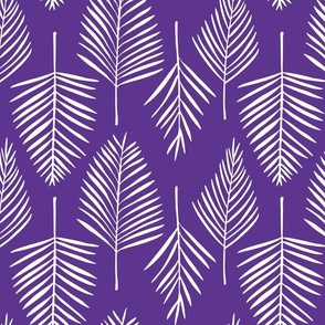 Simple Palm Leaf Pattern in Light Cream and Purple (large)