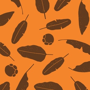 Banana Leaf and Elephant Footprint in Brown and Orange (large)