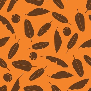 Banana Leaf and Elephant Footprint in Brown and Orange (medium)