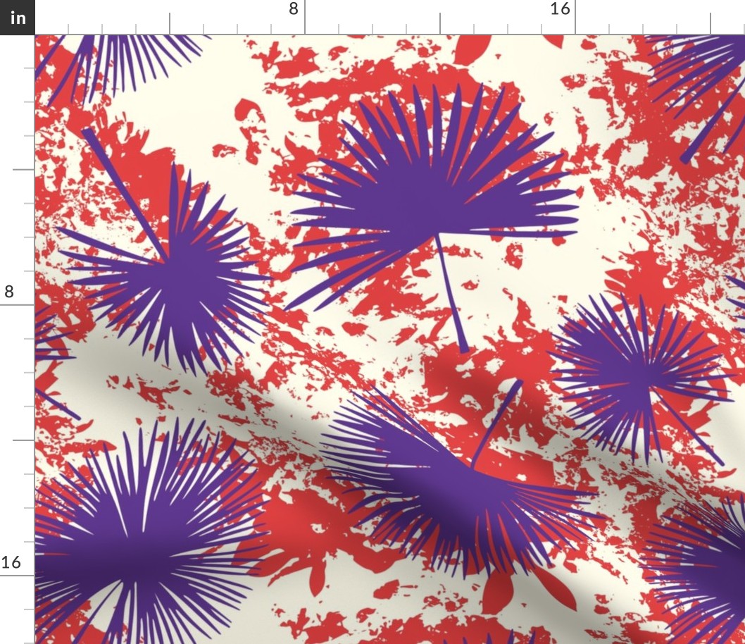 Fan Palms with Textures in Purple, Red and Cream (medium)