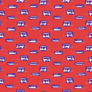 Boat and Tuk-Tuk in Cream, Purple and Red (small)