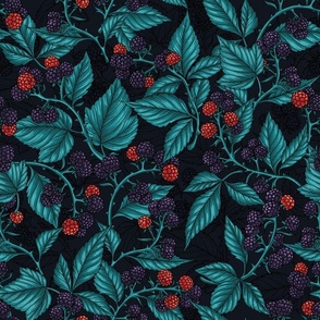 Blackberries on navy