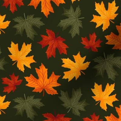 Colorful Fall Maple Leaves - Green