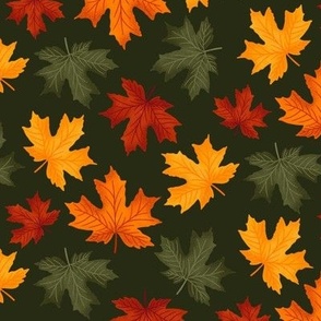 Colorful Fall Maple Leaves - Green