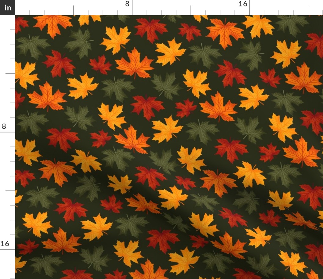 Colorful Fall Maple Leaves - Green