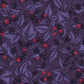 Blackberries on plum