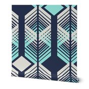 De-Lux - Mid Century Modern Geometric Navy Blue Mint Jumbo Scale