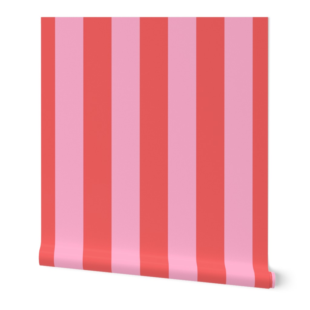 3" wide stripes - coral and pink