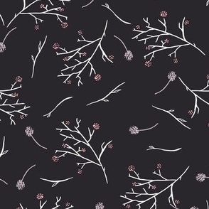 Delicate pastel pink branches and petals on black. Medium 8 inches