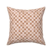 Valentine gingham hearts - retro checkerboard style trend nineties retro design seventies palette beige tan blush