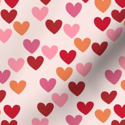 Valentine hearts - retro lovers style trend nineties retro design colorful red pink orange beige on blush