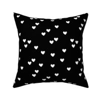 Little freehand 3d minimalist hearts - vintage valentine design white on black