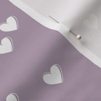 Little freehand 3d minimalist hearts - vintage valentine design white on purple