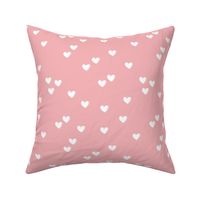 Little freehand 3d minimalist hearts - vintage valentine design white on pink