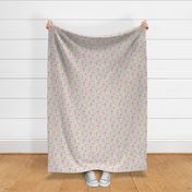 Sweet ditsy pastel florals on sand beige with linen texture NON DIRECTIONAL Small scale