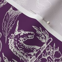 Spring Damask - Cream on Dark Purple