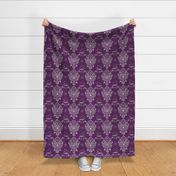 Spring Damask - Cream on Dark Purple