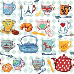 Swedish tea time-fika around the world-collection of mugs and teapots