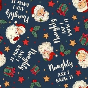 Medium Scale Naughty and I Know It Sarcastic Santa on Navy