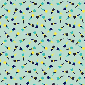 Blue, navy, teal and yellow random triangles - Medium scale