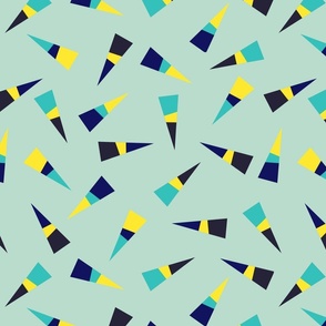Blue, navy, teal and yellow random triangles - Large scale