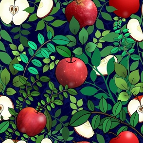 Apple Orchard (Navy Blue large scale) 