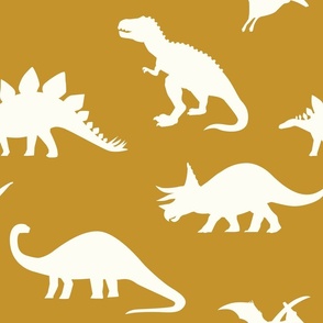 Minimalist Dinosaurs - Mustard Yellow - Large