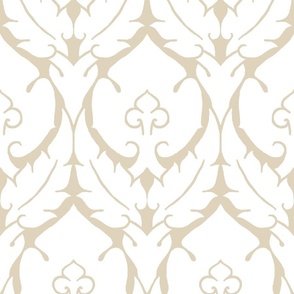 simple Renaissance damask, white on ecru