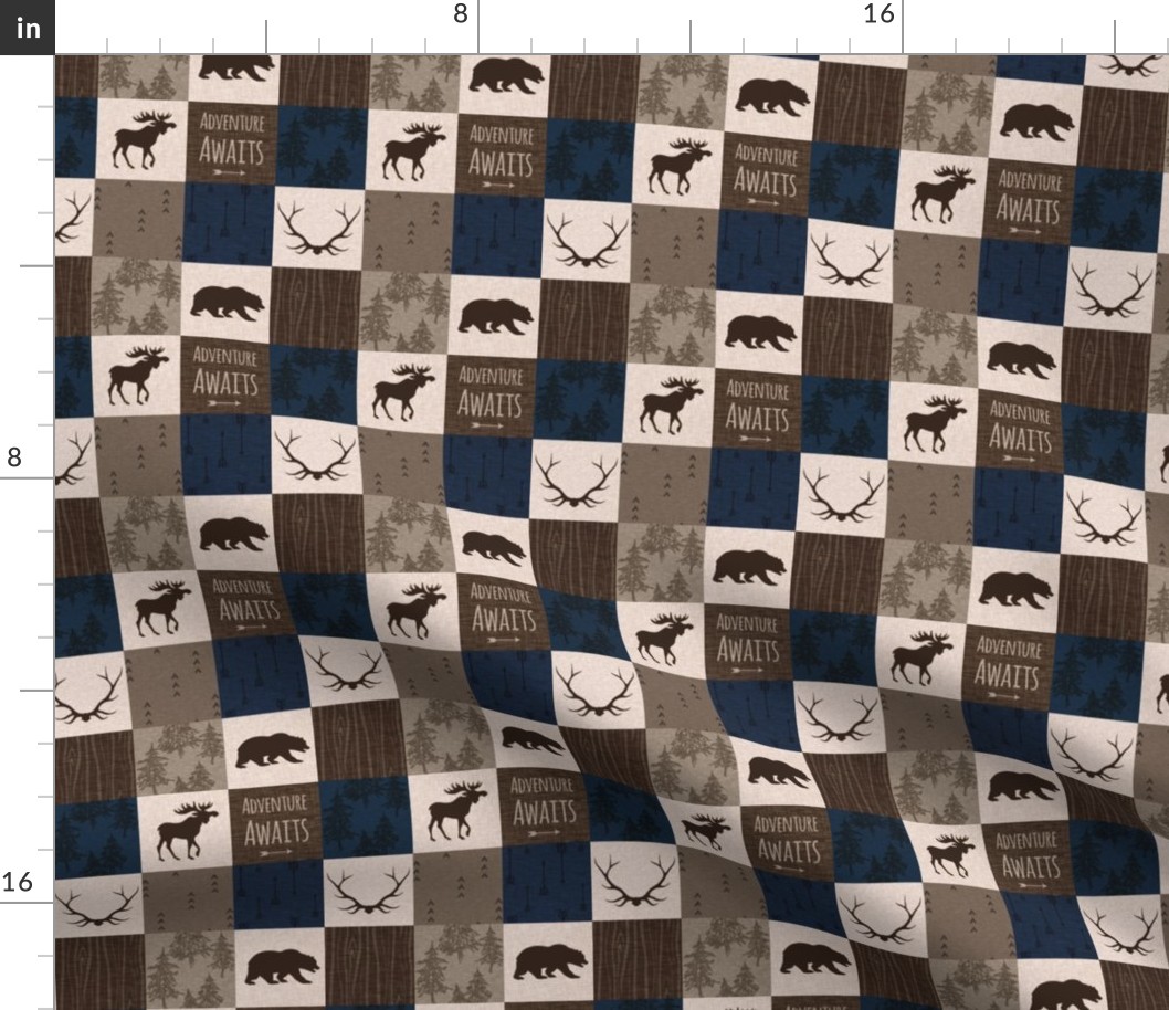 1.5” adventure awaits quilt - brown/dark navy