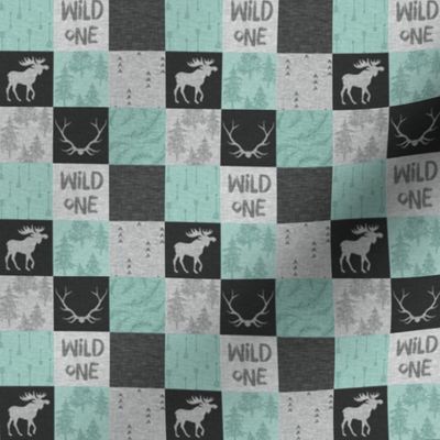 1” wild one quilt - mint/black/grey